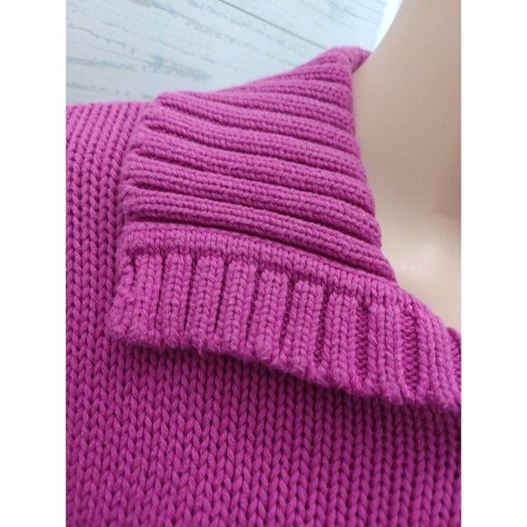 Chicos Crochet Sweater Pink Pullover Henley Collar Sz 1 - Picture 3 of 9